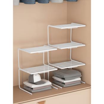 衣柜收納分層神器衣服箱盒衣物整理衣櫥籃筐隔板空間利用家用架子