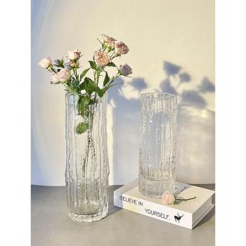ins風網紅極凍極凍冰川花瓶玻璃透明插花玫瑰鮮花客廳餐桌擺件