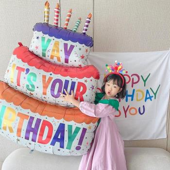 生日蛋糕氣球寶寶周歲派對布置兒童女孩數字拍照道具場景裝飾用品