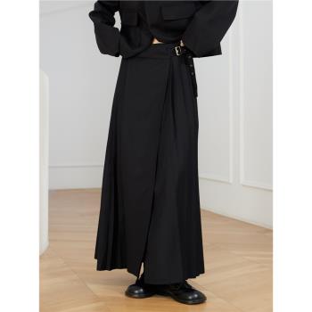 SUNYVONNE-22FW 小眾設計師暗黑 新中式百褶超長一片式半身馬面裙