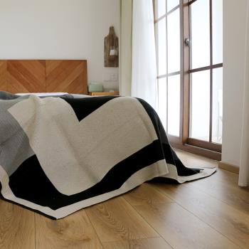 黑白幾何蓋毯 辦公室空調毯ins風 午睡毯家居毛毯現代簡約針織毯