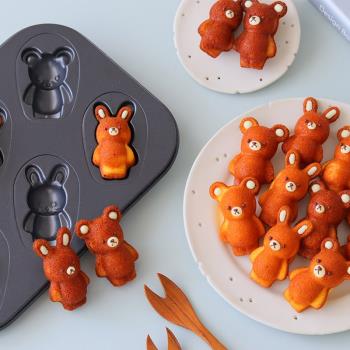 cotta新款卡通可愛兔子小熊烤盤6連蛋糕烤箱用面包點心烘焙工具