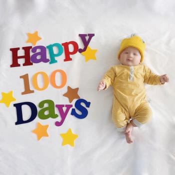 寶寶兒童百天派對裝飾無紡布happy 100 days百日宴拍照字母道具