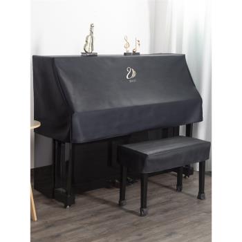 防水免洗鋼琴防塵罩半罩，黑色簡約凳罩高檔布藝電鋼琴罩全罩蓋巾
