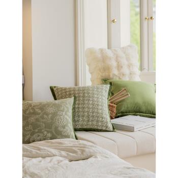 雪尼爾沙發抱枕套現代簡約靠枕客廳樣板間飄窗床頭靠墊套綠色