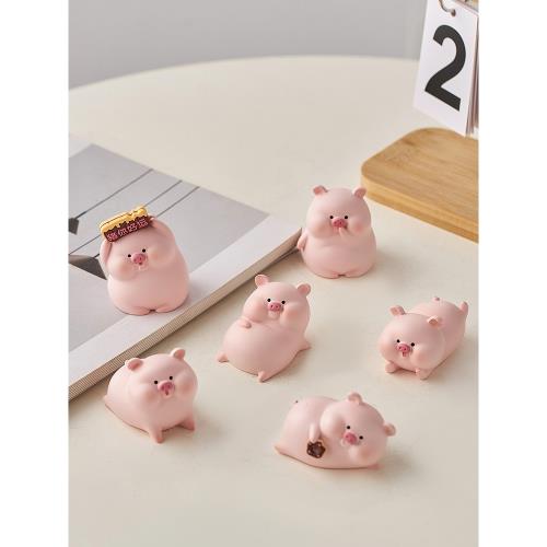 小豬桌面小擺件電腦情緒穩定解壓治愈工位汽車車內車載裝飾品禮物