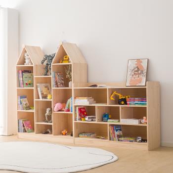 兒童玩具收納柜書架收納架一體置物架書柜落地多層繪本架儲物柜
