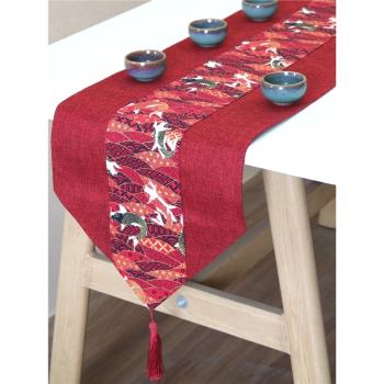 中式結婚禮婚慶桌布藝茶席喜慶紅色桌旗新年中國風棉麻復古長條巾