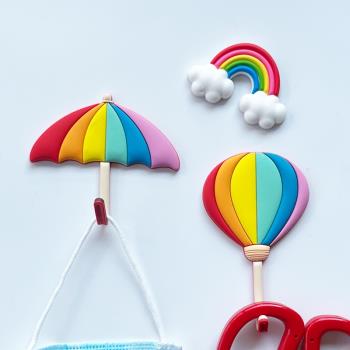 彩虹掛鉤冰箱貼磁吸個性創意熱氣球雨傘廚房側面收納磁性貼吸鐵石