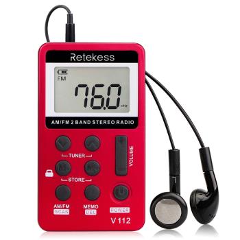 Retekess V-112紅色 迷你收音機便攜 AM FM 跨境貨源 F9202D