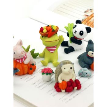 zakka創意小動物裝飾擺件拍攝道具可愛花盆配飾辦公擺設兒童禮物