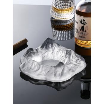 玻璃煙灰缸辦公室創意個性煙缸家用灰缸高階感客廳輕奢防灰飛擺件