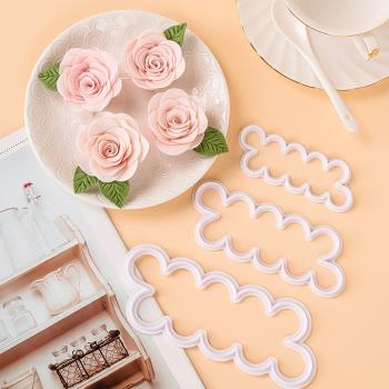 玫瑰花造型翻糖切模蛋糕裝飾擺件立體印花餅干壓模工具烘焙模具
