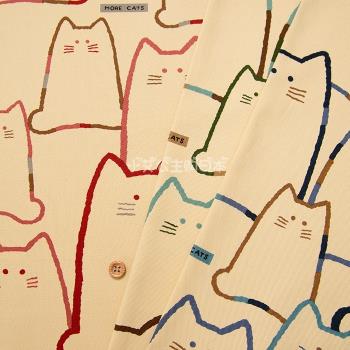 日本進口豐滿貓咪斜紋純棉布料服裝褲子茄克桌布手作DIY面料現貨