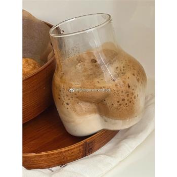 Shinymomo冰美式玻璃杯拿鐵咖啡可愛ins風冷飲果汁杯奶茶胖胖水杯
