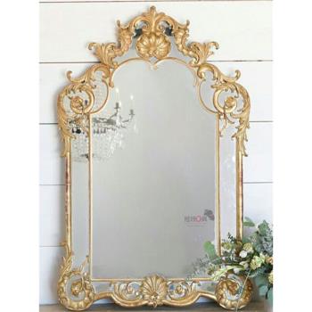 歐式雕花化妝鏡壁掛客廳壁爐裝飾鏡法式鏡子復古梳妝鏡掛墻浴室鏡