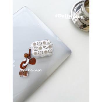 可愛貓咪和小魚airpodspro2保護套蘋果藍牙耳機殼2代透明3代矽膠pro簡約男女1代套全包防摔新款日系小眾軟殼1