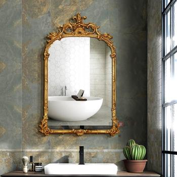 法式浴室化妝鏡掛墻大號家用臥室高級感歐式復古洗手間壁掛梳妝鏡
