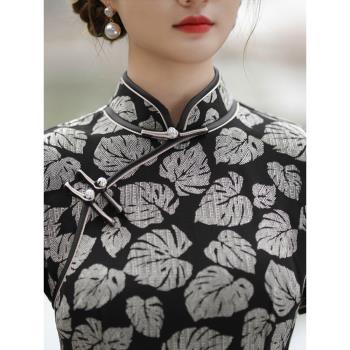彈力旗袍2023年新款夏季中款改良素雅日常可穿老年媽媽復古老上海