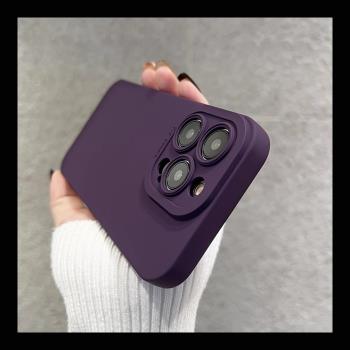 ins網紅暗夜紫色適用小米紅米Note12Turbo手機殼11TPro液態硅膠10/9高級感K60E簡約K50至尊版防摔K40s女款K30