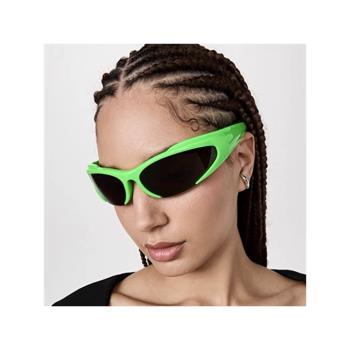賽博未來感綠色缺口墨鏡男女同款ins歐美走秀嘻哈街拍防曬太陽鏡