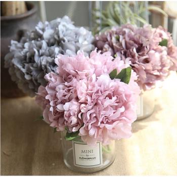 【羋陽】歐式現代仿真牡丹花繡球花客廳臥室餐桌花束假花絹花飾品