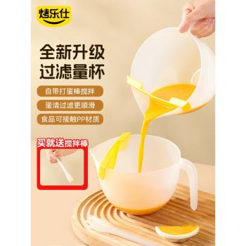 雞蛋液過濾量杯廚房用食品級帶刻度塑膠烘焙工具家用大容量打蛋杯