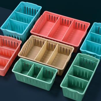 桌面塑料長方形收納筐抽屜分格分隔盒廚房浴室鏤空大號零食置物籃