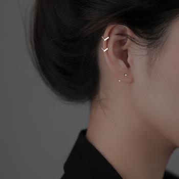 925純銀幾何耳骨釘女耳釘小眾設計耳骨環耳環2023新款潮耳飾耳圈