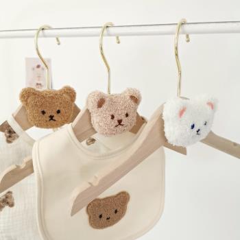 韓版ins風刺繡小熊頭兒童衣架 嬰兒寶寶木質衣架童裝店兒童房裝飾
