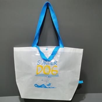 外貿大號卡通透明編織防水可折疊超市環保手提購物袋單肩包沙灘包