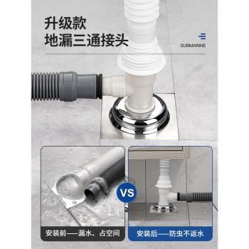 潛水艇洗衣機排水管地漏接頭烘干機下水管道專用防味三通密封蓋