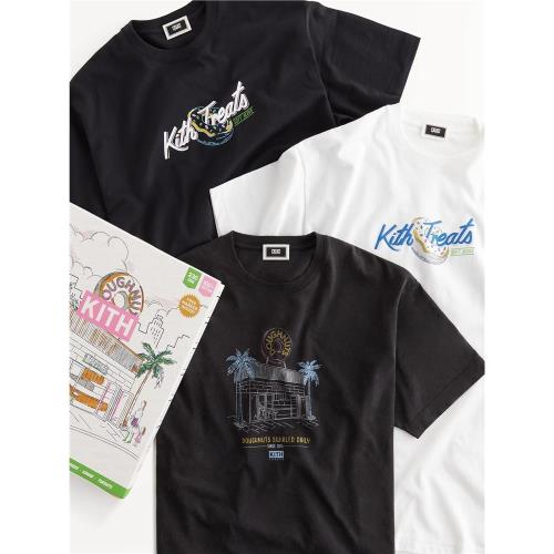 KITH TREATS限定甜甜圈趣味印花短袖 聯名圓領流行時尚情侶款T恤