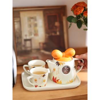 小兔子茶壺禮盒套裝 創意兔年餐具禮物 陶瓷花茶壺茶杯水壺小清新