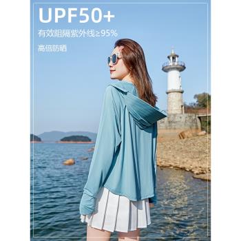 冰絲防紫外線UPF50+防曬衣女薄款夏季2024涼感披肩衫防曬服短外套