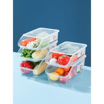 冰箱易取物收納籃透明塑料分類儲物盒可疊加桌面整理架帶蓋廚房筐