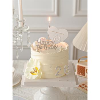 女生女神生日蛋糕裝飾合金帶鉆數字周歲插件仿真蝴蝶蘭卡片擺件