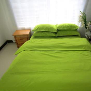 簡約純色磨毛四件套果綠色床單被套罩床上用品純棉學生宿舍三件套
