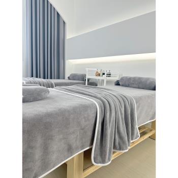極簡風格美容床罩四件套歐式珊瑚絨理療按摩院床單件毯子枕趴腳枕