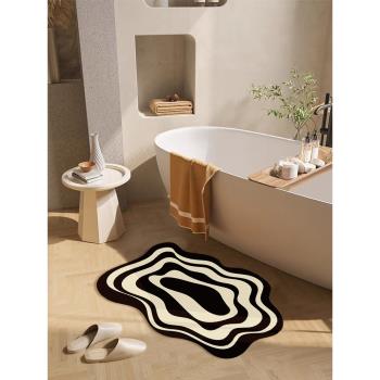 納帕紋浴室地墊防滑衛生間門口吸水墊洗澡間腳墊子不規則高級地毯