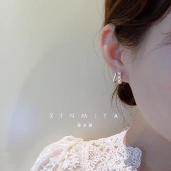 法式幾何精致珍珠耳釘女小眾設計感氣質輕奢耳環2023年新款潮耳飾