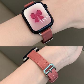 適用iwatch8表帶applewatch7蘋果S7秋S6個性6代SE手表5真皮4小眾3細S8女生44MM高級ultra智能修身小蠻腰腕帶