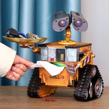 復古瓦力機器人模型擺件客廳裝飾品工藝品創意紙巾盒存錢罐生禮物