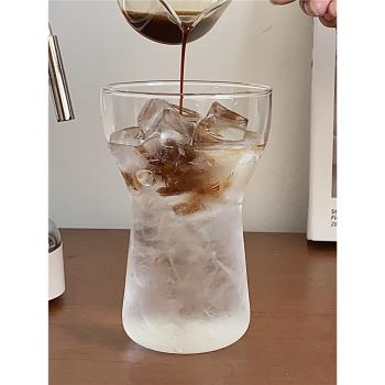 ins風小眾冰美式拿鐵咖啡杯耐熱玻璃杯冷萃氣泡水杯早餐杯牛奶杯