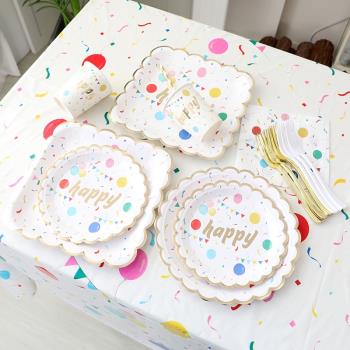 周歲生日布置寶寶兒童派對裝飾用品一次性餐具桌布紙盤子野餐餐盤