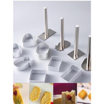 鳳梨酥模具10個裝鋁合金餅干壓平器菠蘿型壓模長方形壓板水果切模