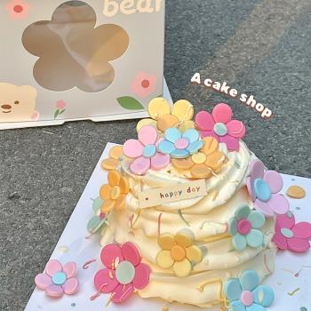 網紅小清新春日蛋糕裝飾彩色小花花朵擺件韓式ins生日蛋糕裝扮