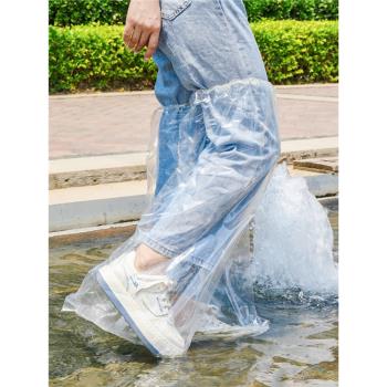 一次性雨鞋防水防滑高筒鞋套下雨天加厚耐磨透明塑料腳套外穿防雨