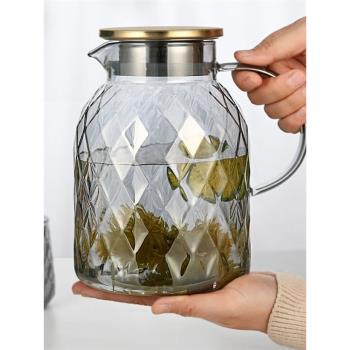 北歐涼水壺耐高溫玻璃家用大容量涼白開水壺果汁冷水壺套裝涼水杯