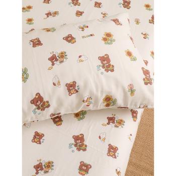 園丁小熊雙層紗30x50兒童枕套單個一對裝100全棉純棉枕頭套40x60